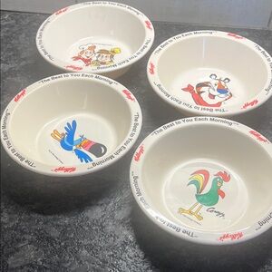 6.5 “ Kelligs Cartoon Character Cereal Bowls - Set of 4. Like new. Awesome find